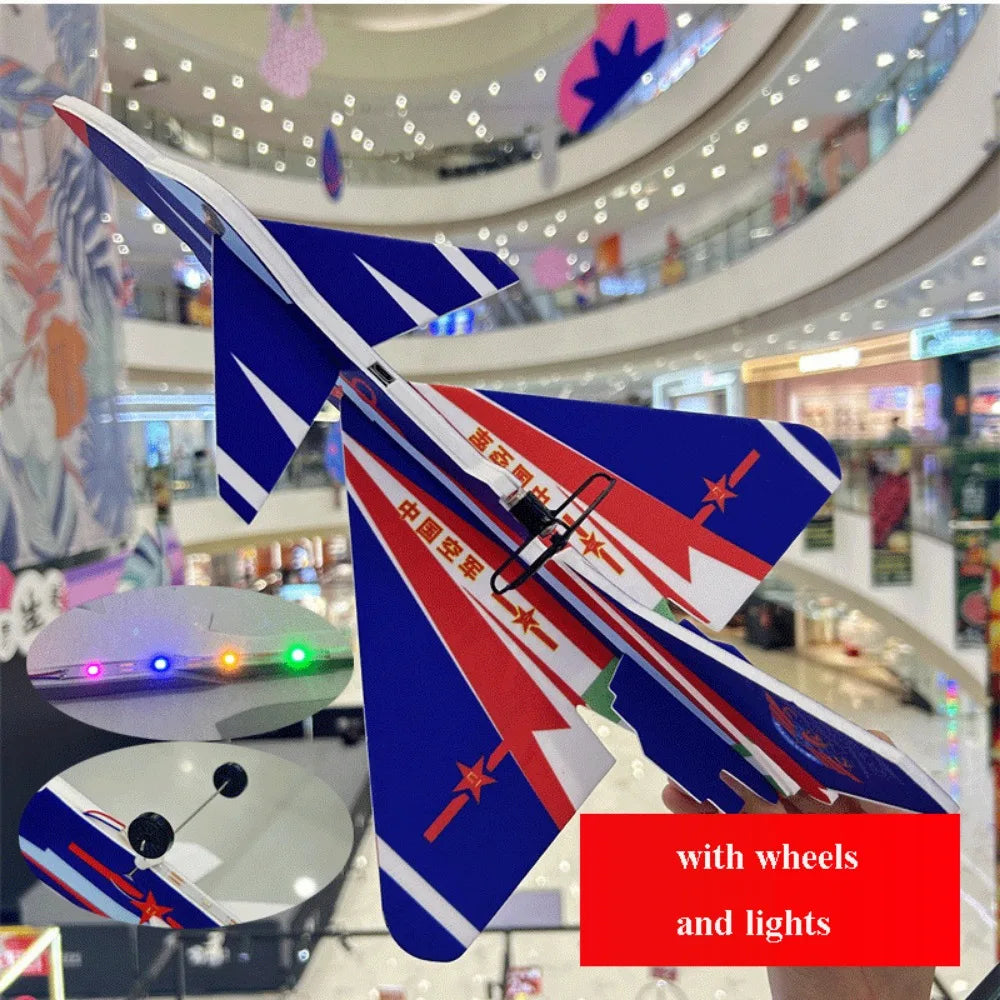 Kids EVA Foam Glider Airplane Toy with LED Lights & Wheels