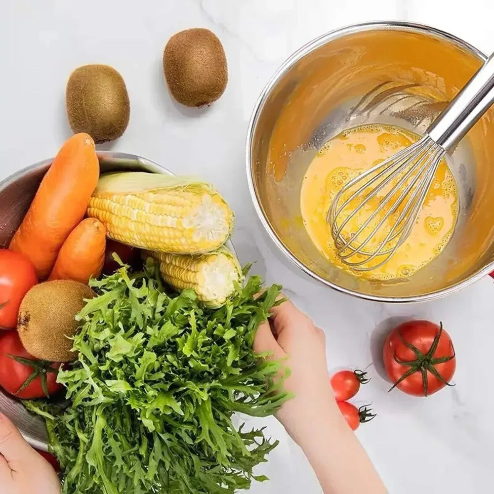 Stainless Steel Mixing Bowls with Airtight Lids & Silicone Base
