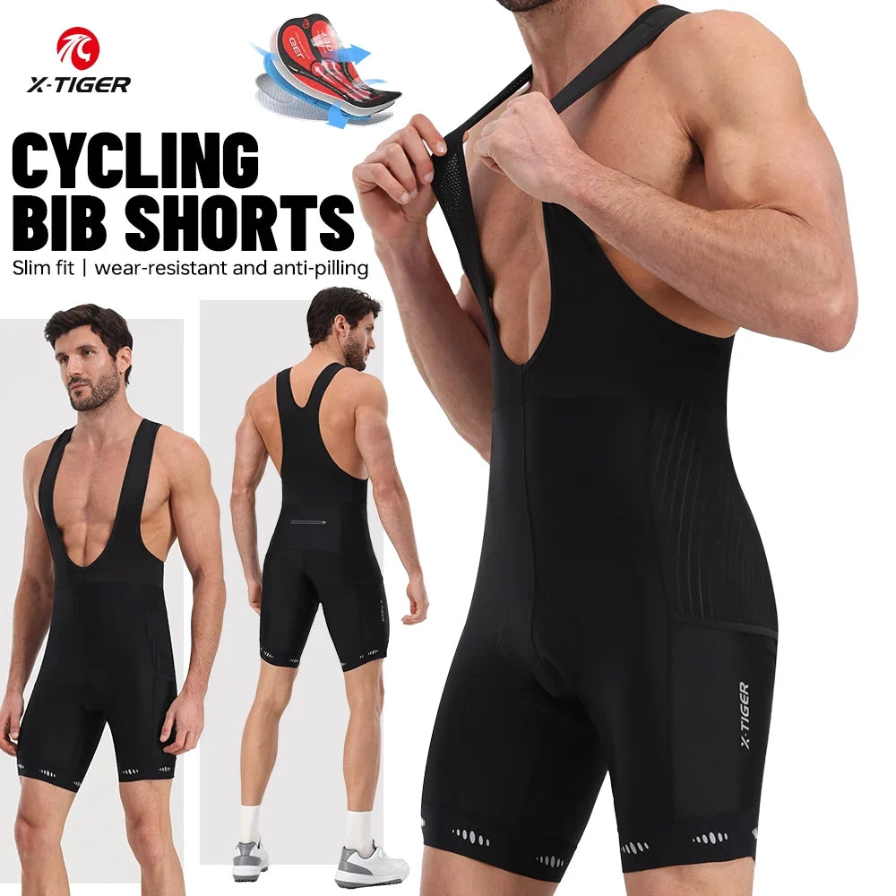 X-TIGER Men's 5D Gel Padded Cycling Bib Shorts | Back Pocket