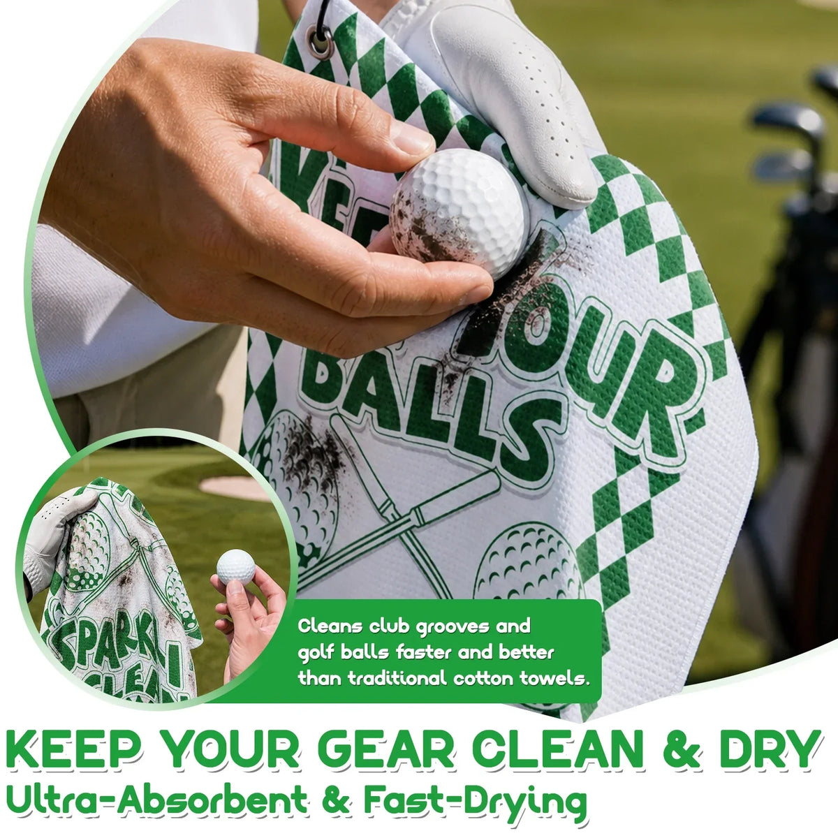 2-Pack Microfiber Golf Towels with Clip – Waffle Weave 16x24"