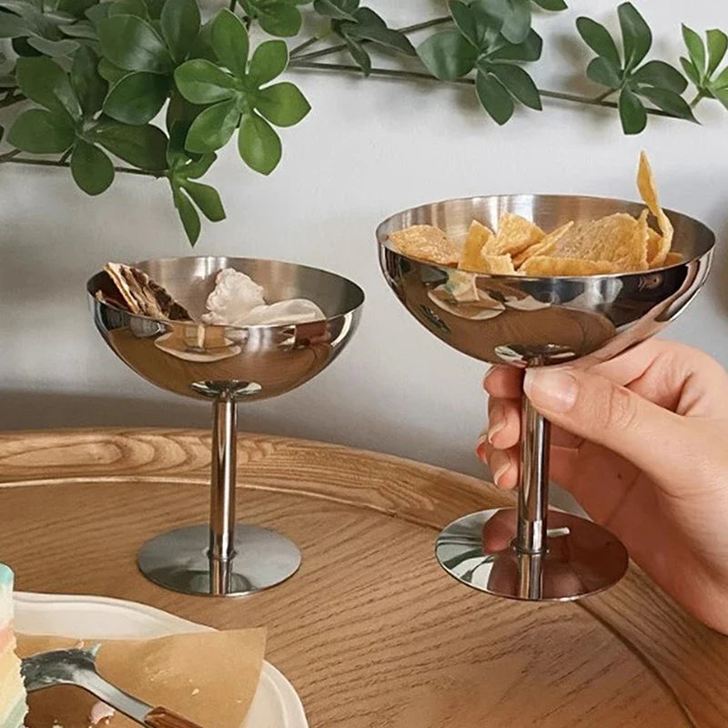 Stainless Steel Goblet Dessert Bowl with Fork – Party Tableware