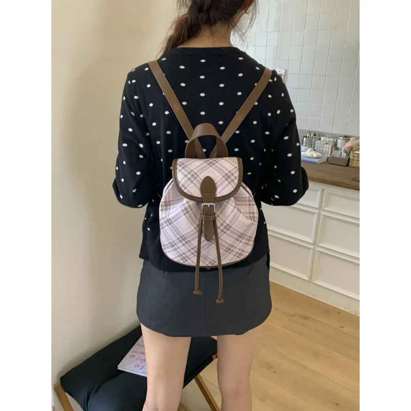 Women's Mini Plaid Backpack – Commuter, School & Travel Bag