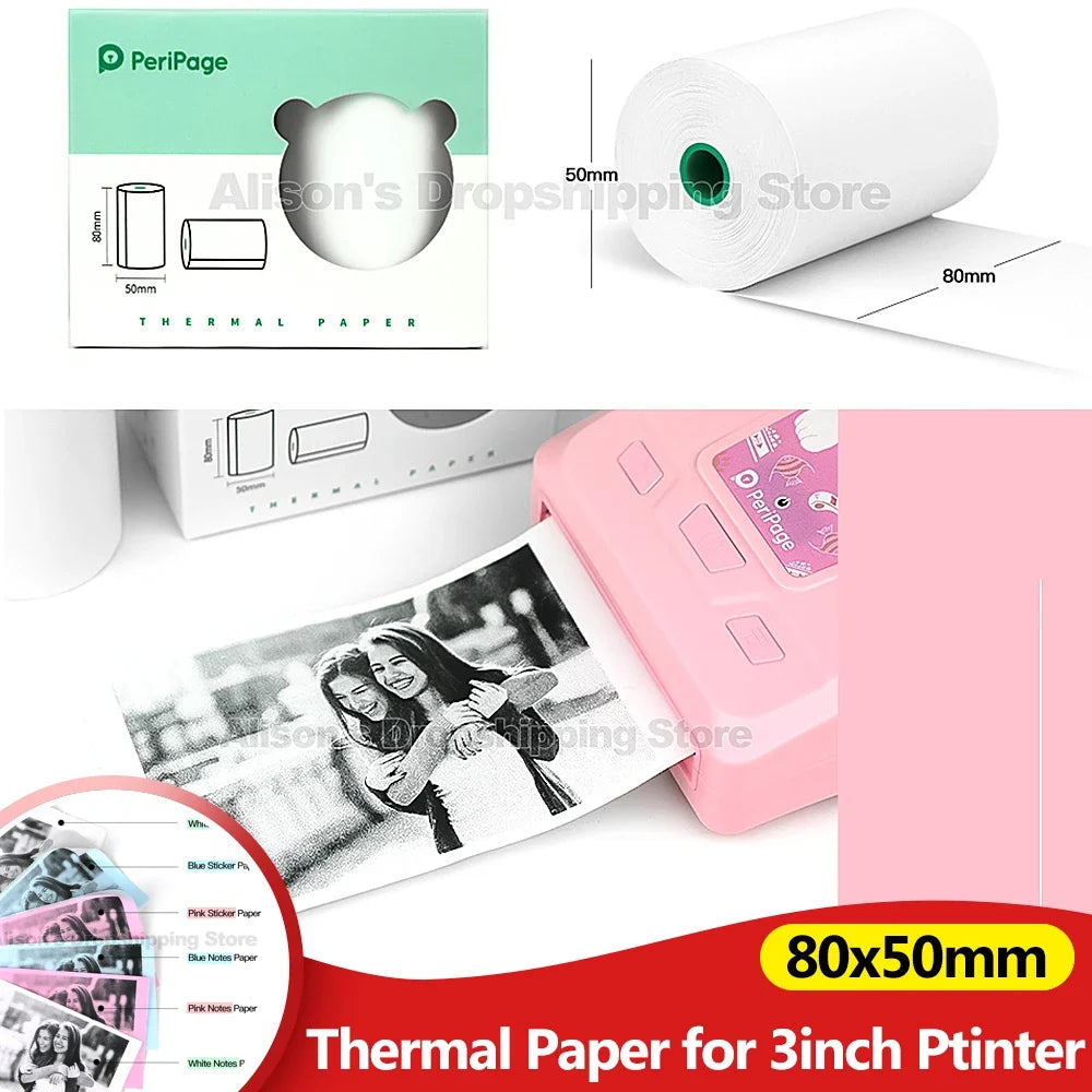 Peripage 80x50mm Thermal Paper 2-Pack – 10-Year Print Life