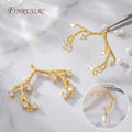 18K Gold Plated Tree Branch Connector Charms | CZ Twig Pendants
