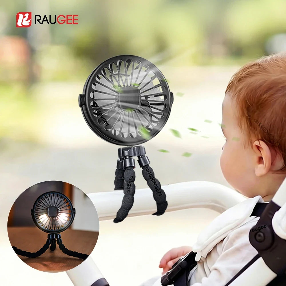 Raugee Portable Clip Fan – 360° USB Rechargeable Mini Fan