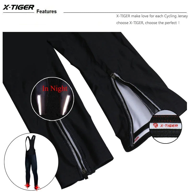 X-Tiger Men's Cycling Bib Pants | 5D Gel Pad Pro Lycra Tights
