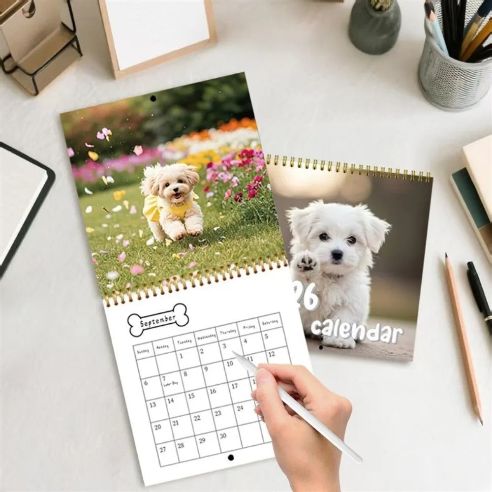 2026 Dog Wall Calendar – Illustrated 12-Month Planner | Pet Lovers
