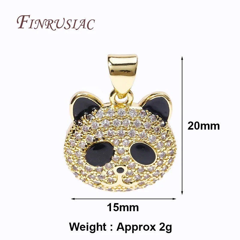 18K Gold Plated Pave Zircon Bear Charm | DIY Jewelry Pendant