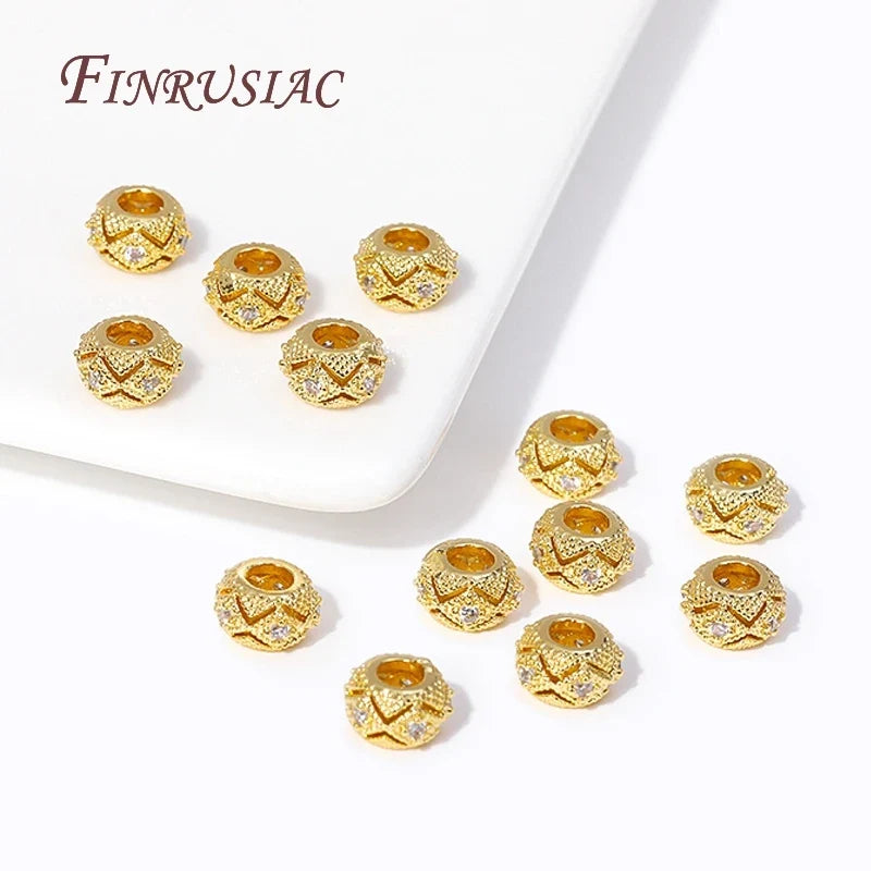 18K Gold Plated Zircon Spacer Beads – DIY Bracelet Jewelry