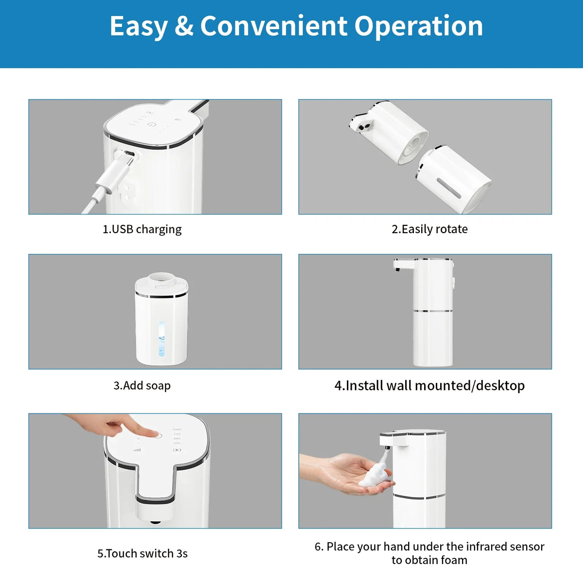 Touchless Wall-Mount Foam Soap Dispenser 420ml | Auto IR