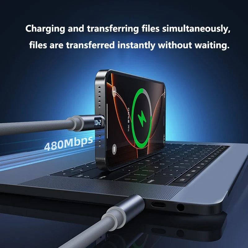 240W USB-C Fast Charge Cable with Digital Display | 6A