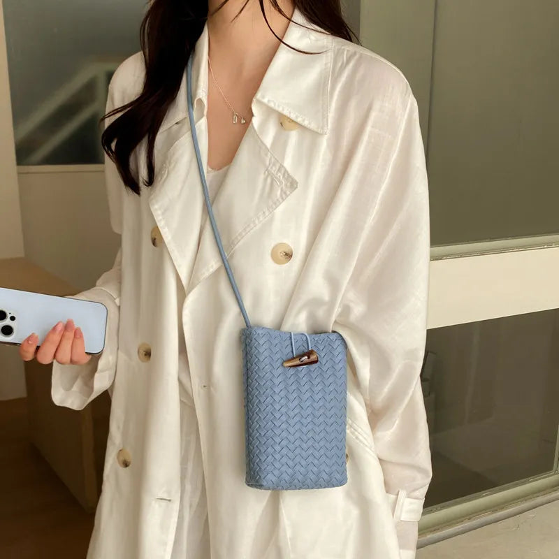 Woven Mini Shoulder Phone Bag for Women | Nixie Bucket Bag