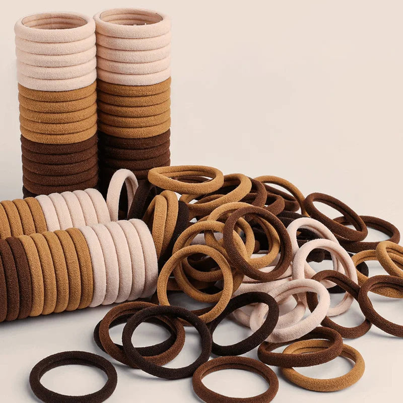 Black Elastic Hair Ties Ponytail Holders – 50 or 100 Pack
