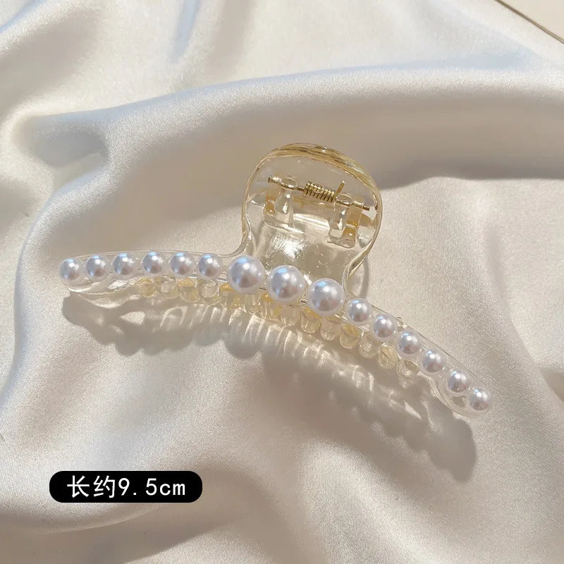 Pearl Hair Claw Clips for Women – Large Korean Shark Barrette