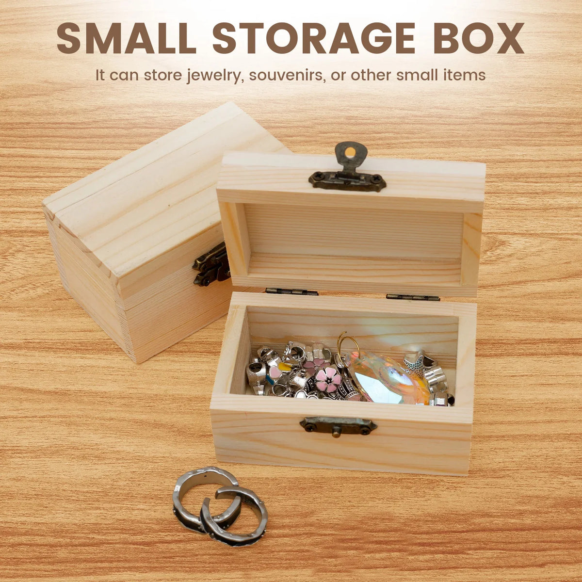 Unfinished Wooden Treasure Box with Lid & Hasp – DIY Craft