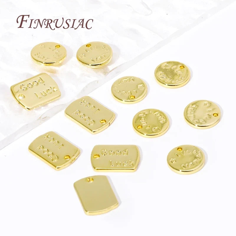 18K Gold Plated Good Luck Round Charm Pendants 10/20 Pcs