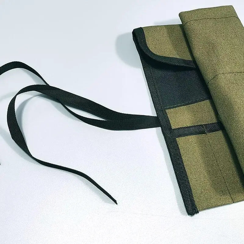 Multi-Pocket Roll-Up Canvas Tool Bag & Wrench Pouch