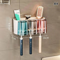 Wall Mounted Toothbrush Holder with Cups – No Drill