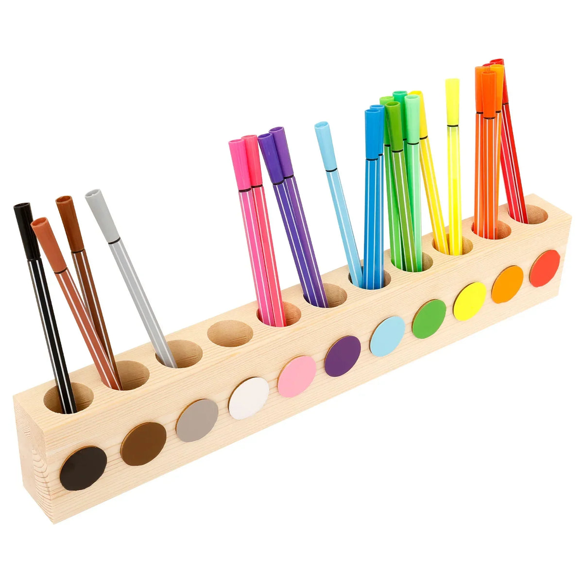 Wood Pencil Holder 11 Holes – Desktop Pen & Stationery Organizer