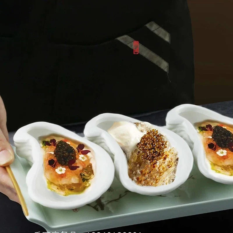 Oyster-Shaped Ceramic Dessert Plate | Snack & Fruit Tray