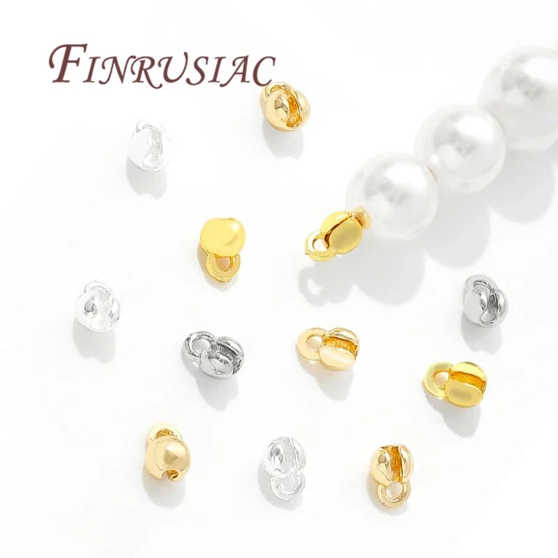 18K Gold Plated Brass Crimp Beads & Ball Chain Connectors DIY