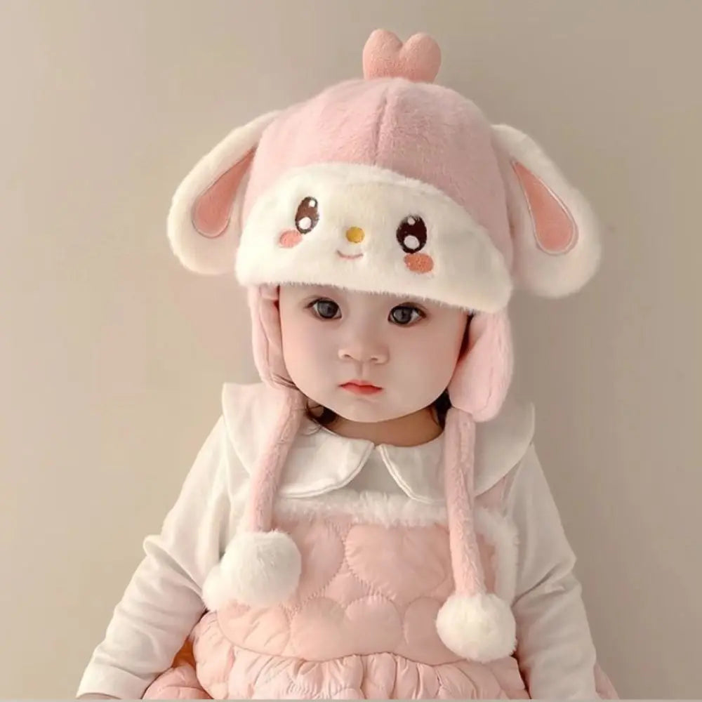 Soft Fluffy Baby Winter Knit Cap with Cartoon Ear Protection