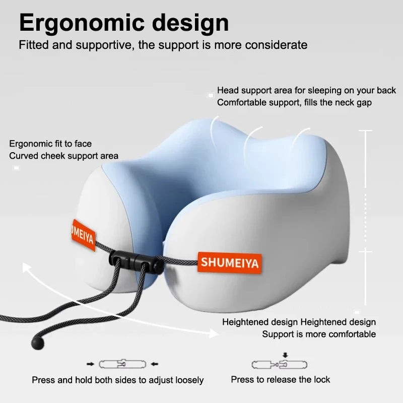 Memory Foam U-Shaped Travel Neck Pillow – Washable & Portable