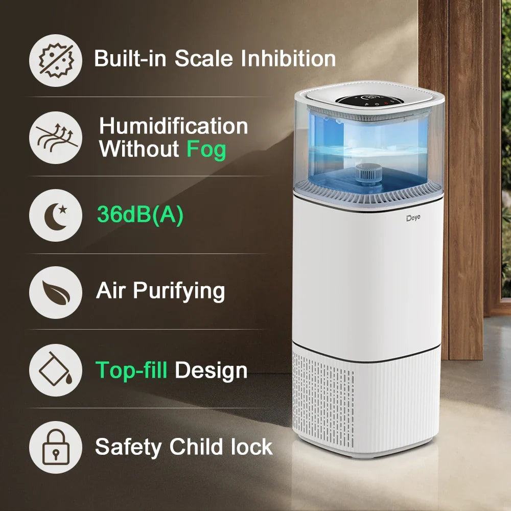 Portable Evaporative Humidifier App Control Night Light Timer