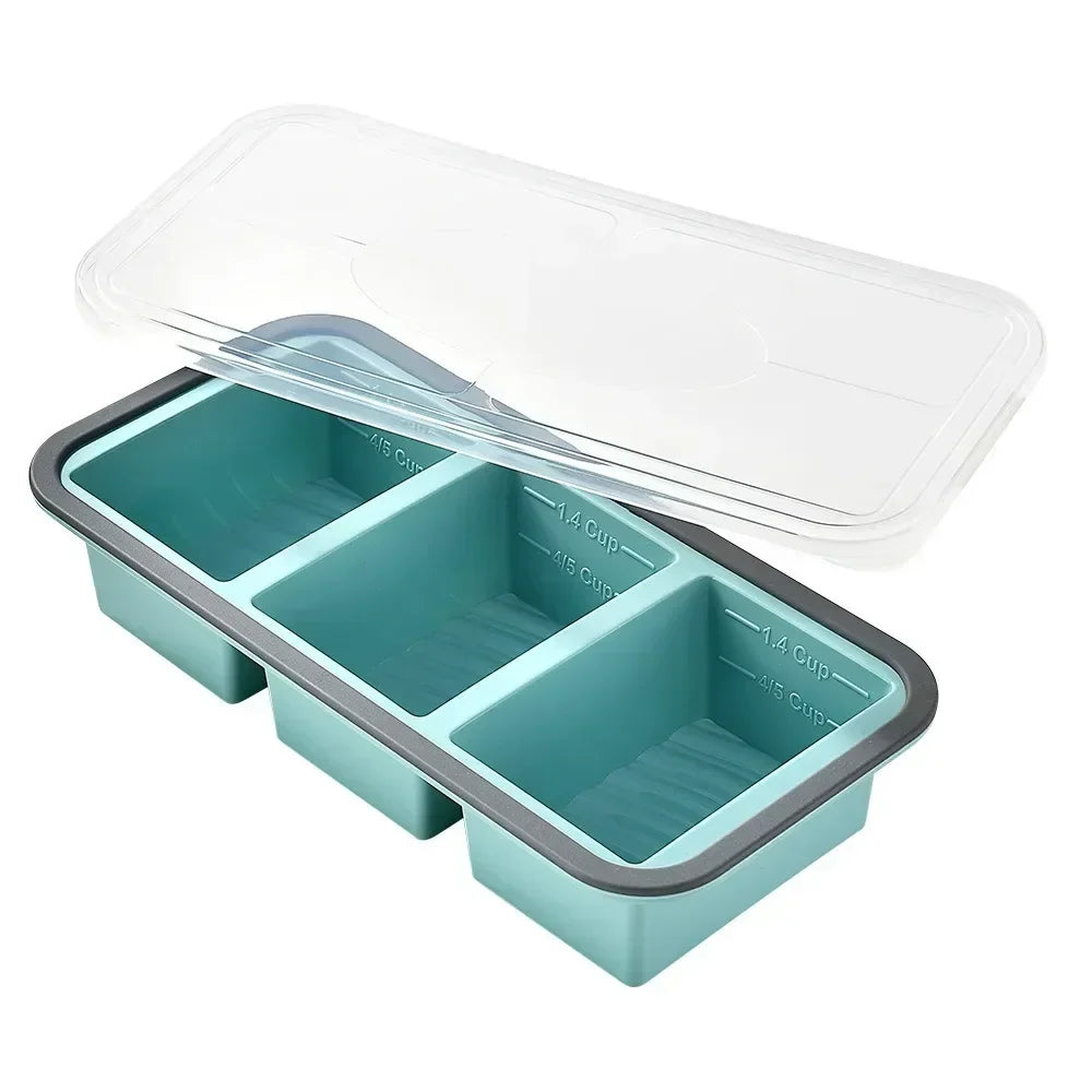 Silicone Freezer Tray with Lid – Large Ice Cube Meal Prep Mold