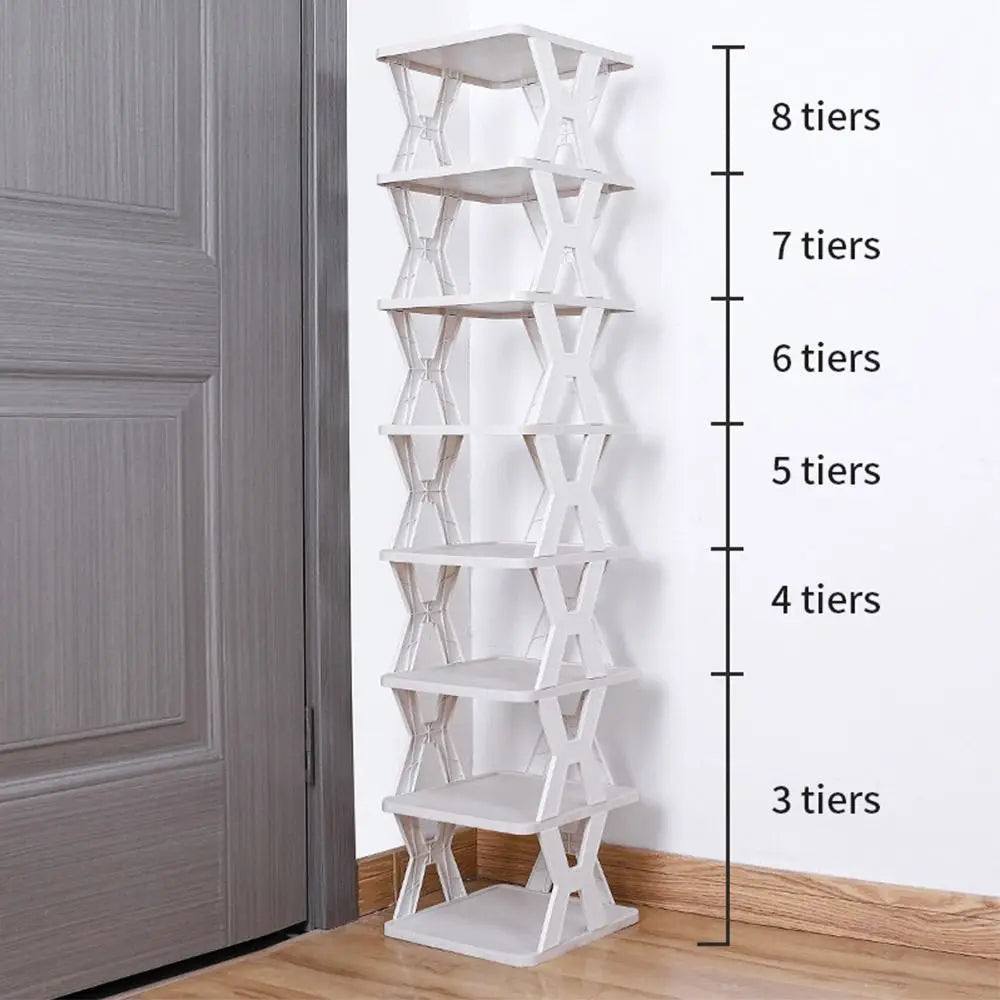 Stackable Plastic Shoe Rack – Dustproof Vertical Organizer