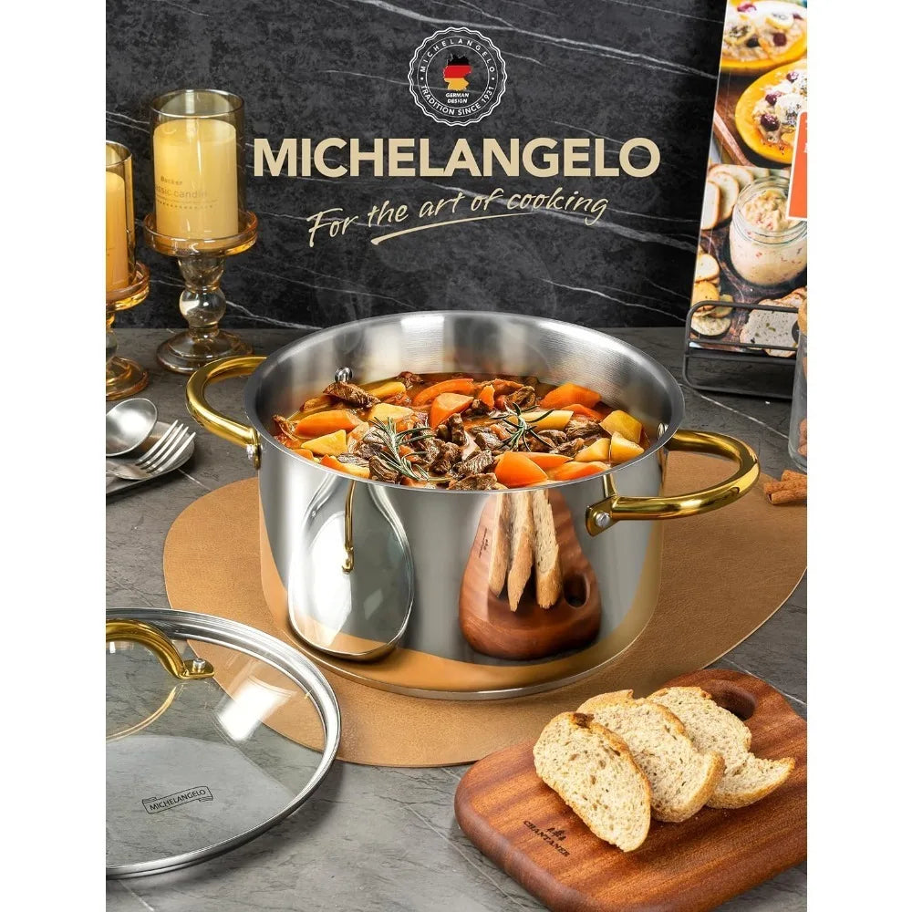 MICHELANGELO Stainless Steel Stock Pot with Lid | Induction Safe