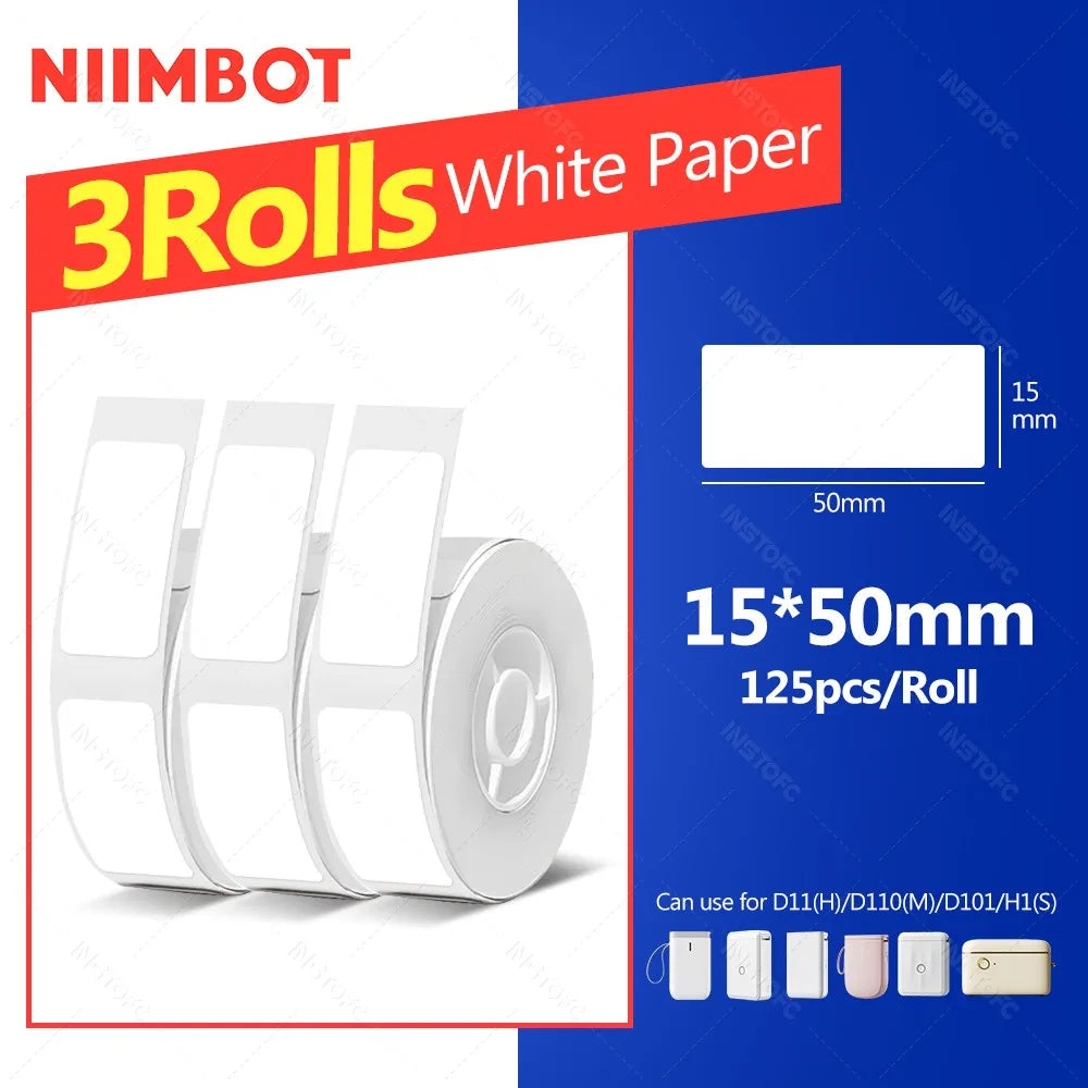 Niimbot Thermal Label Paper – Waterproof White Tape D11 D110