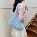 Women's Knitted Cotton Tote Bag – Large Capacity Shoulder Bag