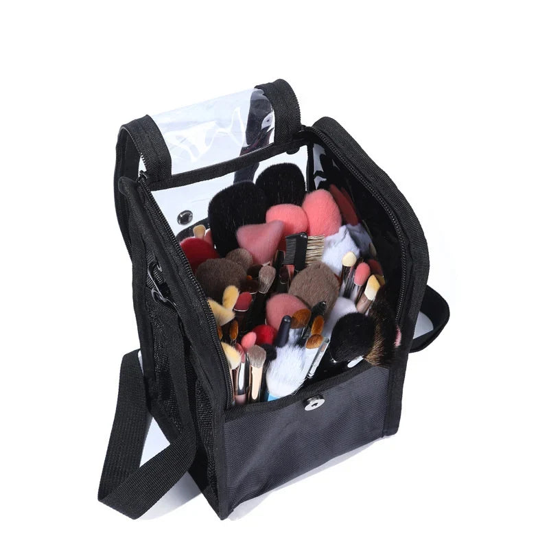 Stand-Up Makeup Brush Organizer Case with Carry Strap