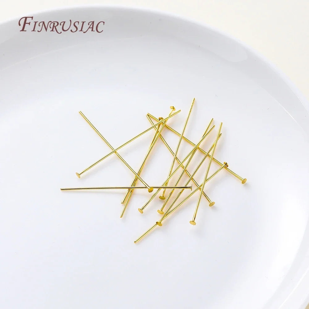 50Pcs 18K Gold Plated Flat Head Pins for DIY Jewelry Making