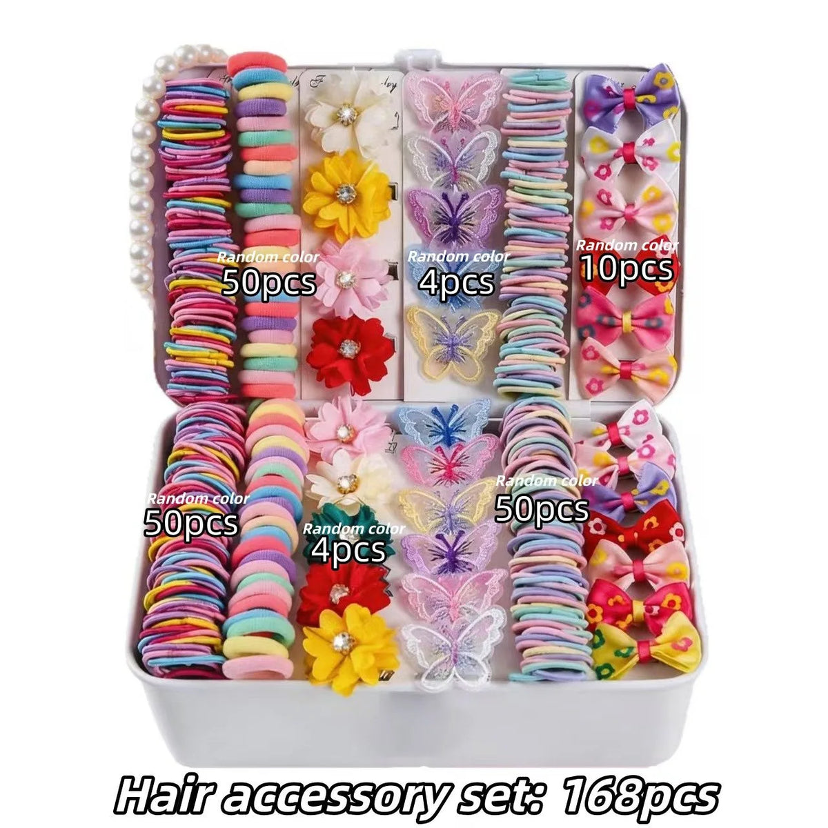 881Pcs Kids Hair Accessories – Clips, Ties & Scrunchies Set