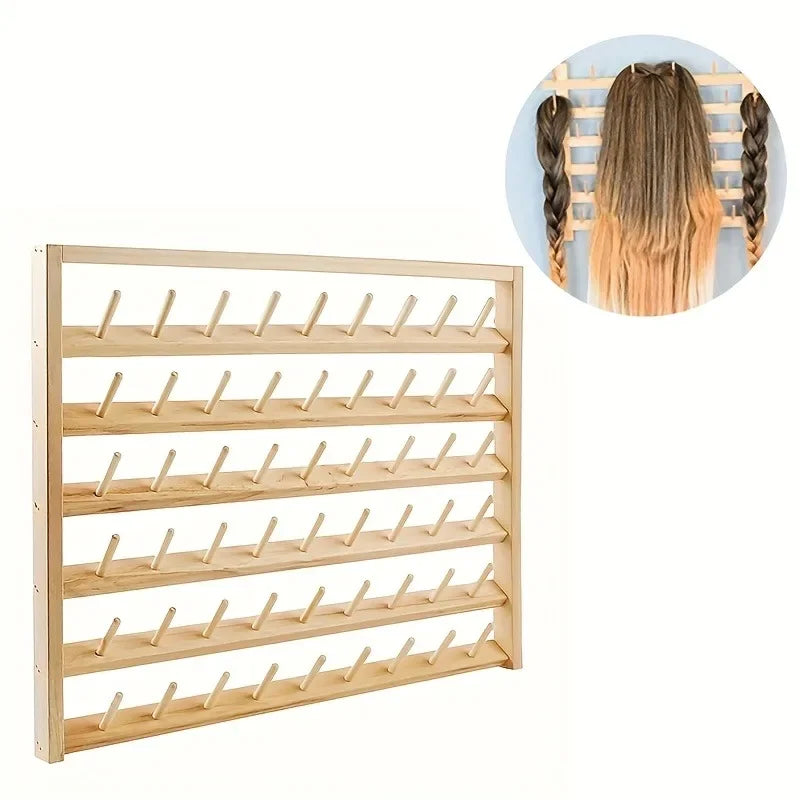Wooden Wall Spindle Rack – Thread Spool & Hair Accessory Organizer