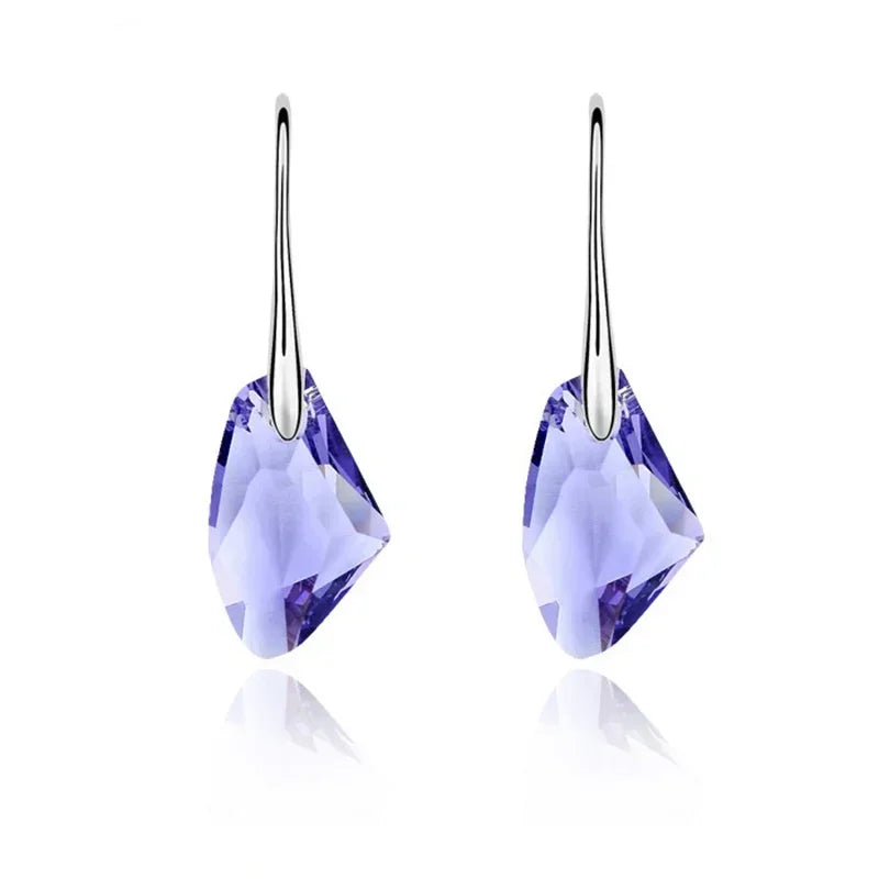 Women's Silver Crystal Teardrop Hook Drop Earrings | Gift