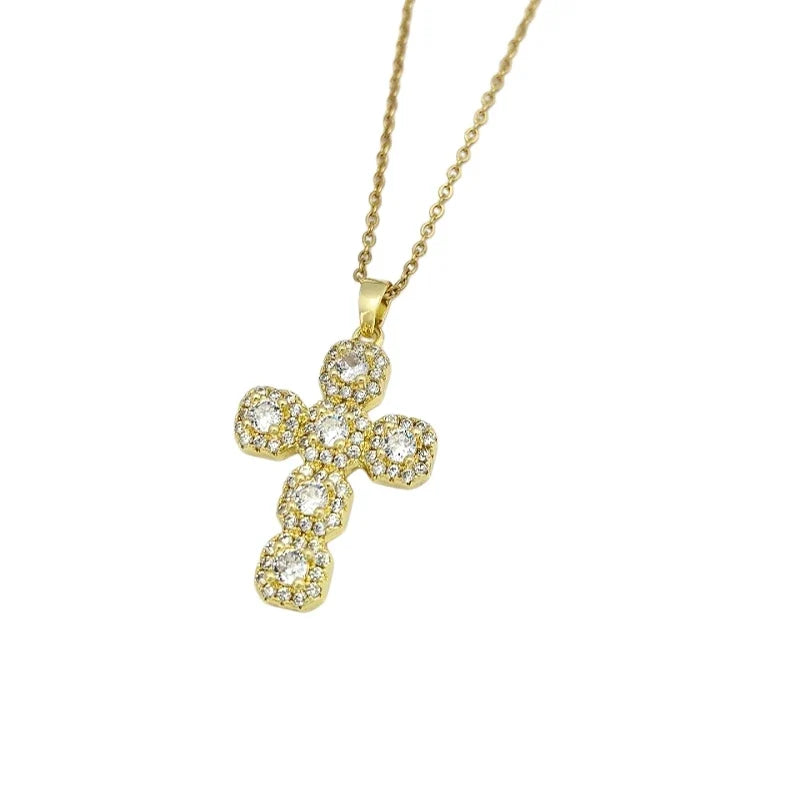Women's Gold Cross Pendant Necklace | Stainless Steel Chain
