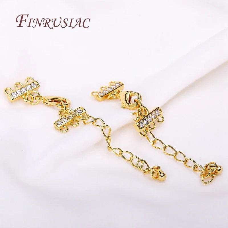 18K Gold Plated Zircon Lobster Clasp & Extension Chain Connector