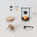 Fantasy Miniature Campfire & Teapot Resin Sculpture Decor