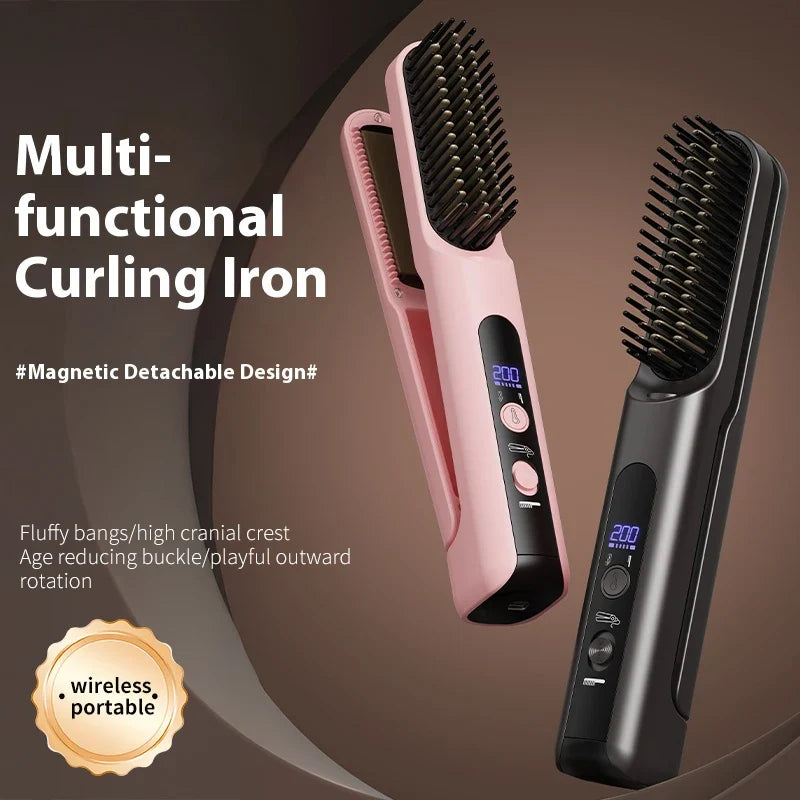 Wireless Hair Straightening Brush – Cordless Mini Styler