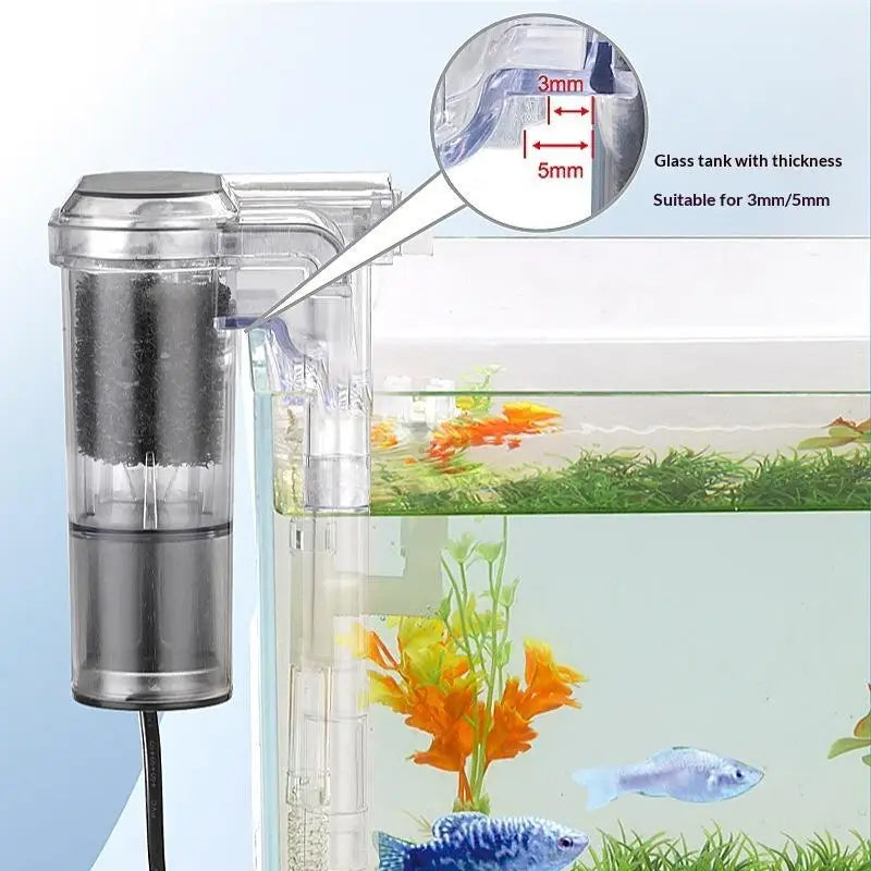 Silent Hang-On-Back Aquarium Filter | Transparent Fish Tank