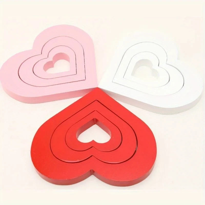 3Pcs White Heart Shaped PVC Decorations – Minimalist Décor