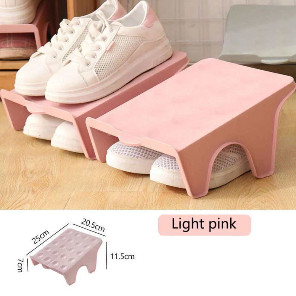 Double Layer Shoe Rack Space-Saving Organizer | Plastic
