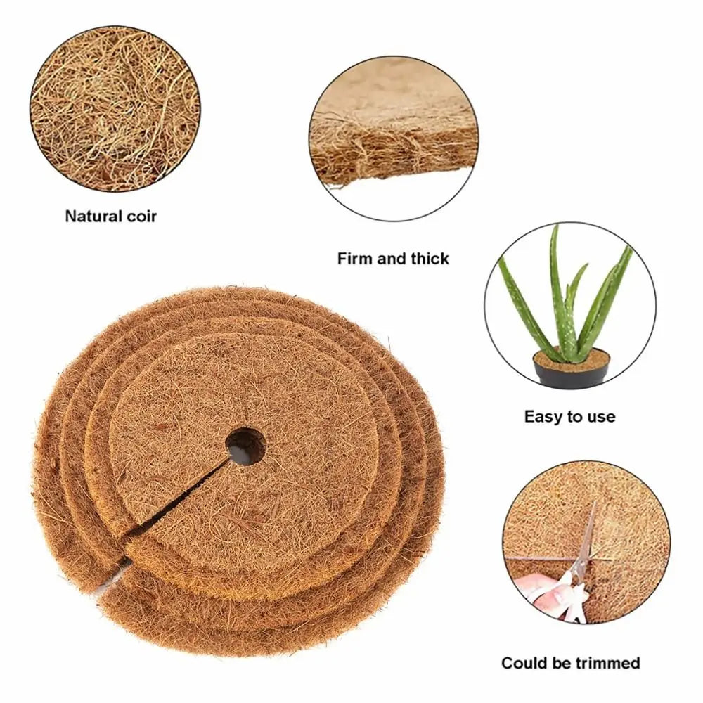 Natural Coconut Fiber Pot Mat – Weed Barrier Mulch Disc