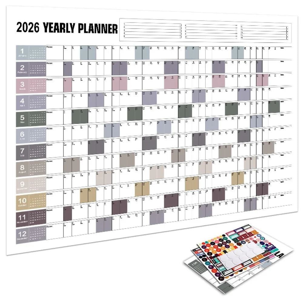 2026 Large Wall Calendar – 365-Day Annual Planner Sheet