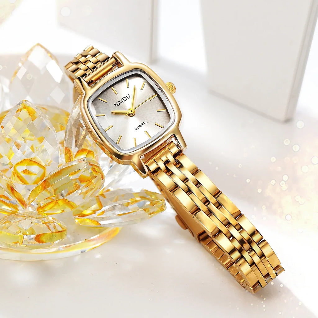 Naidu Gold Stainless Steel Quartz Watch – Business Style
