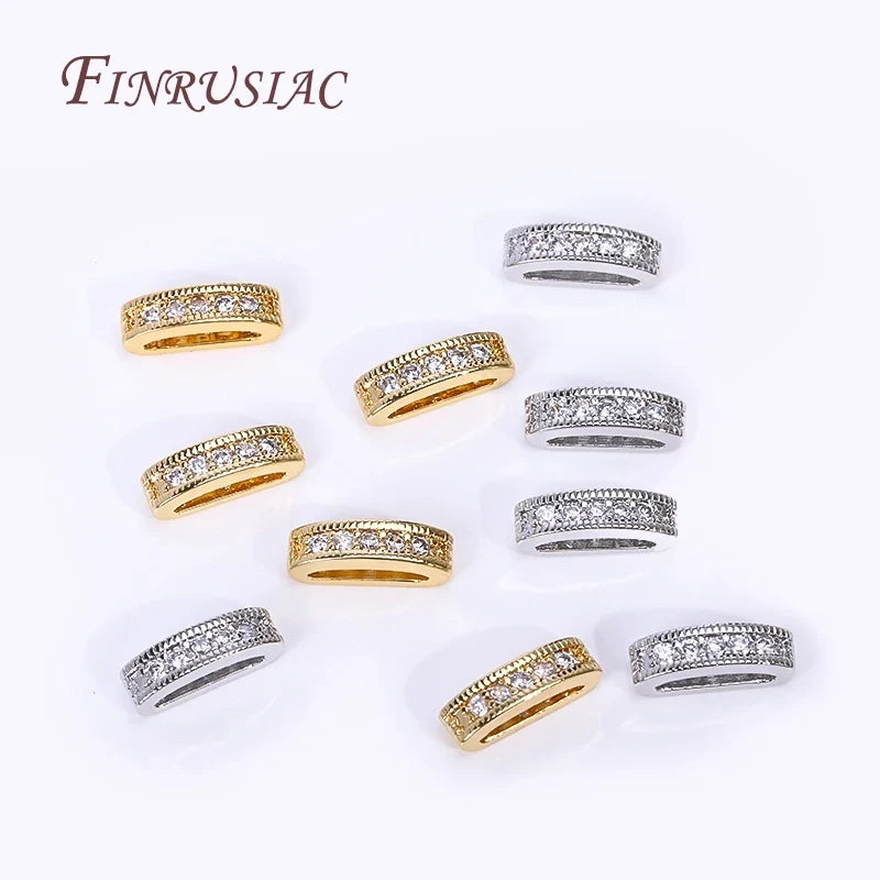 18K Gold Plated Oval Bead Spacers with Zircon | 2 & 3 Hole
