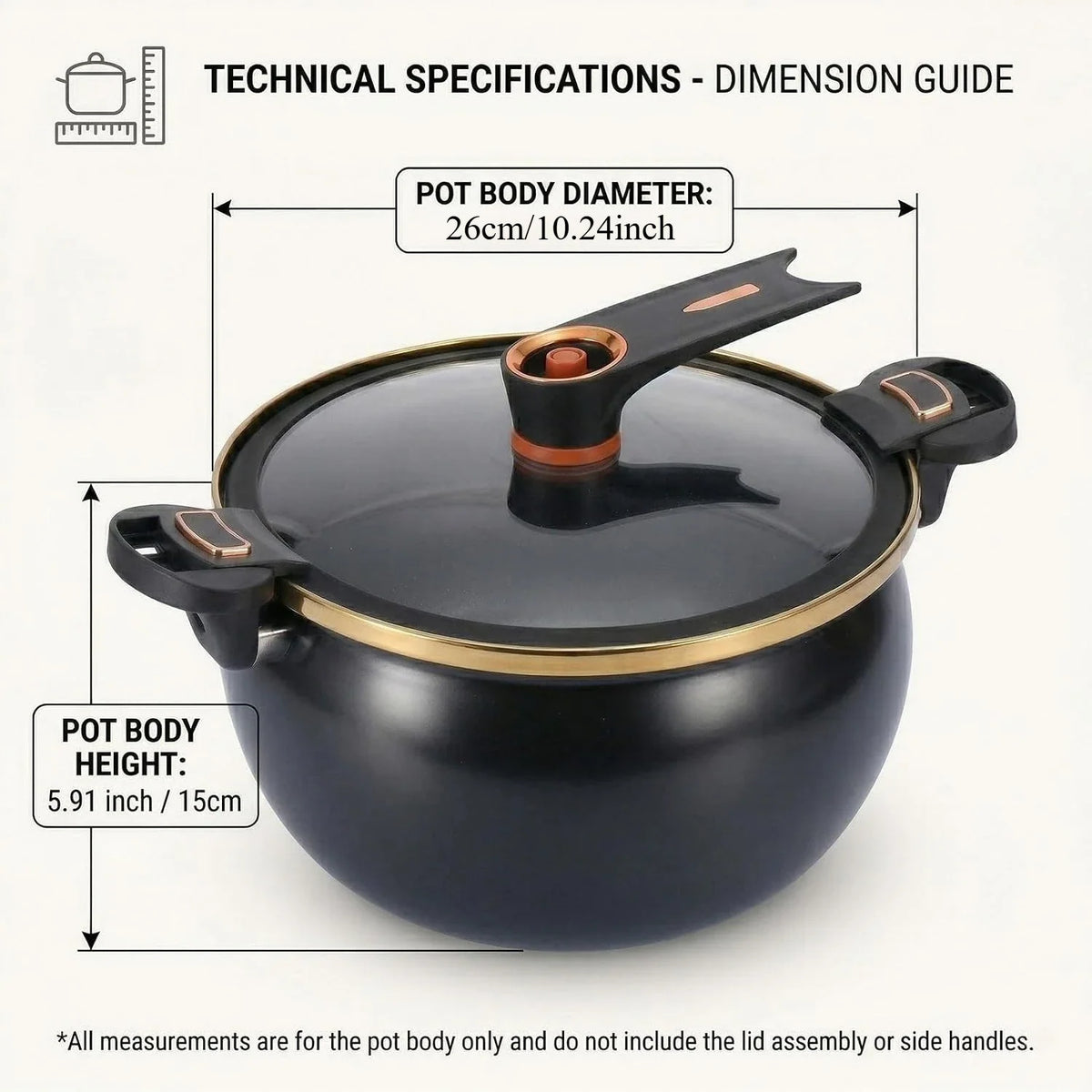 FEB.WIND 8L Cast Iron Ceramic Soup Pot – Gas & Induction